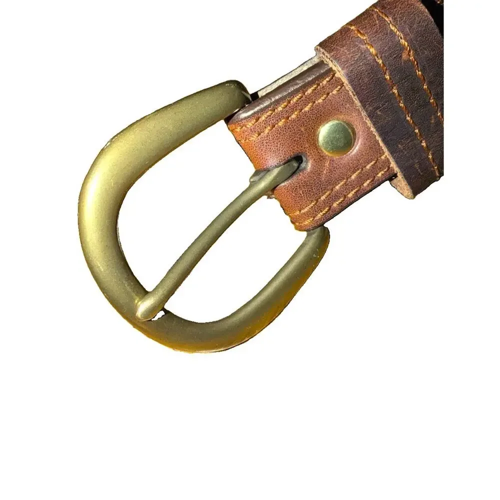 SCANDIA WOODS Imported Italian Leather Belt Brass Buckle Brown Size 2XL 3687/25